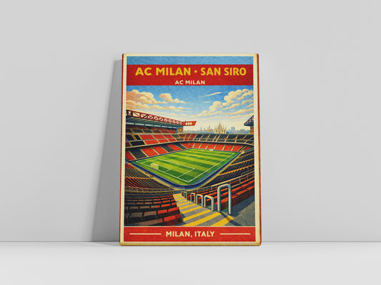 Poster of AC Milan's San Siro stadium on a gray background