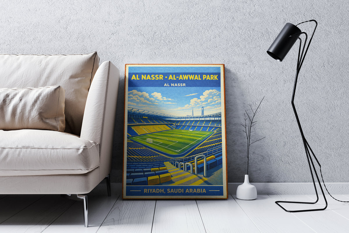 Poster of Al Nasr Al-Awwal Park in a modern living room setting.