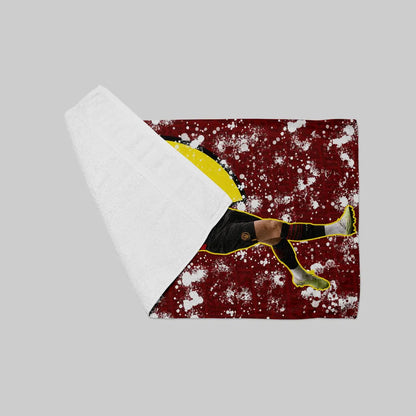 Product packaging with a red and yellow design on a gray background