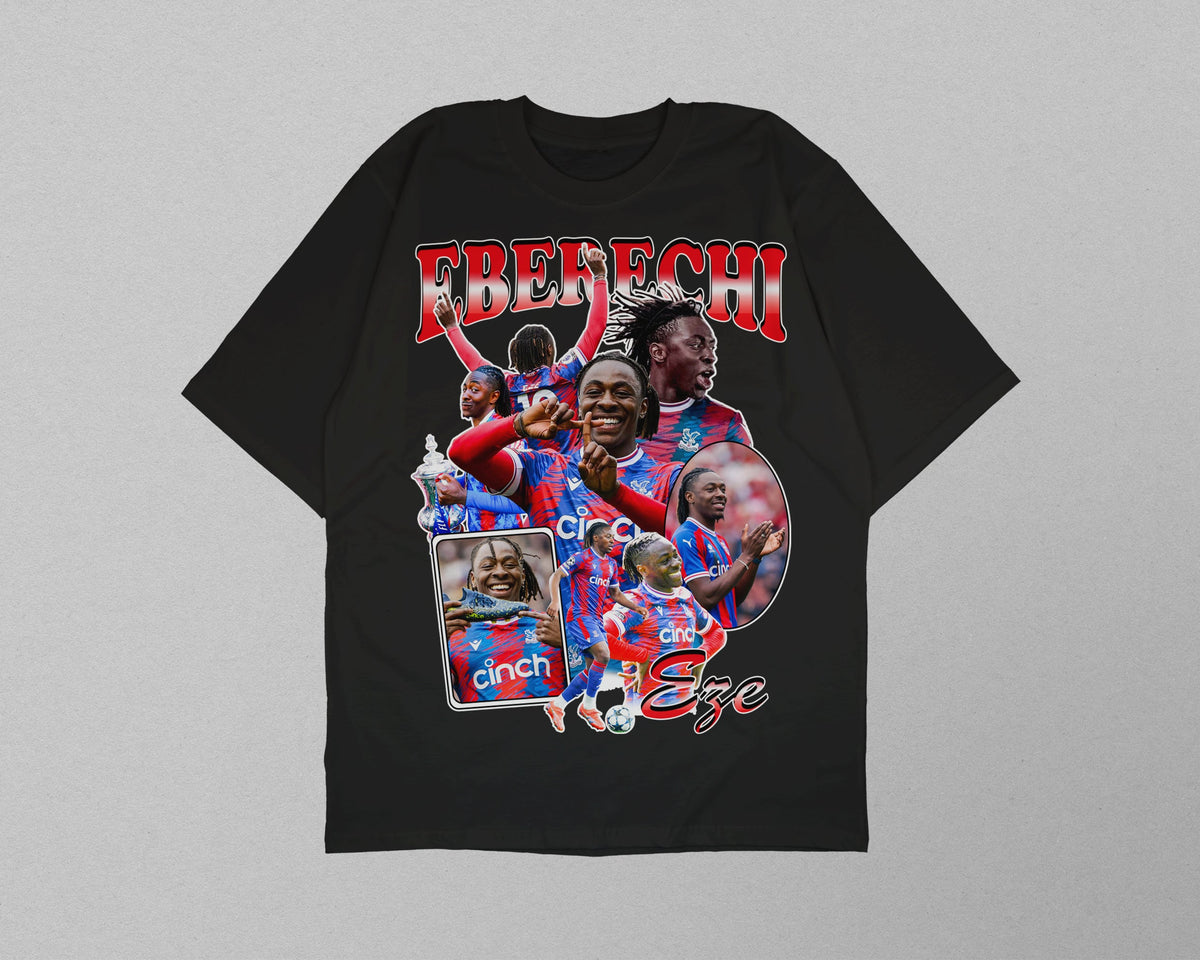 Black t-shirt with Arsenal player graphic and text on a gray background
