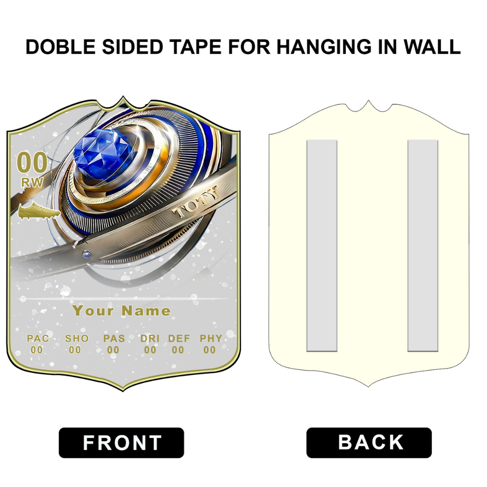 Double-sided tape packaging with front and back views on a white background