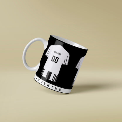 Mug with Juventus football club design on a beige background