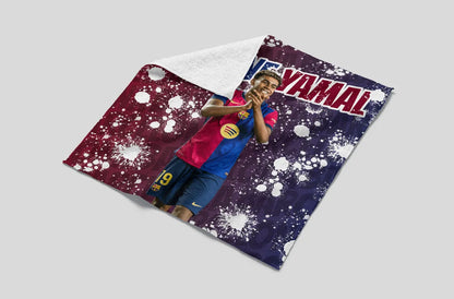 Product packaging with a sports player and brand name on a gray background